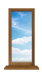 Деревянное окно трехстворчатое с глухой, поворотно-откидной глухой створками 2500×1400мм